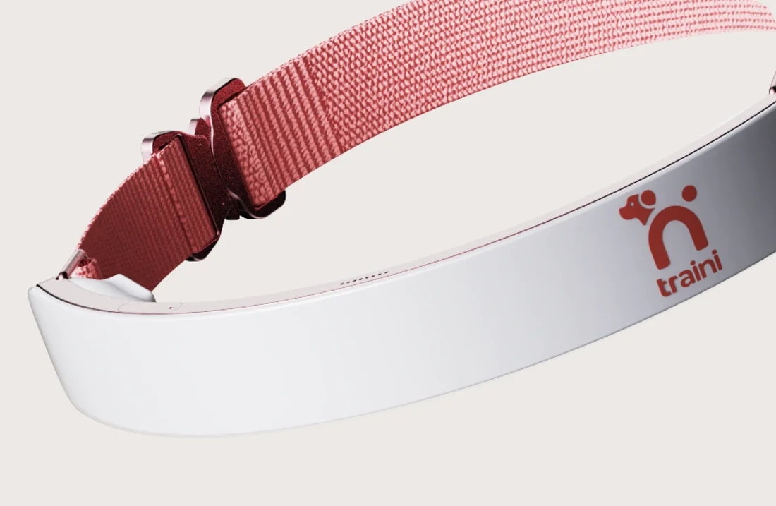 Smart Dog Collar - Crimson Pearl Front